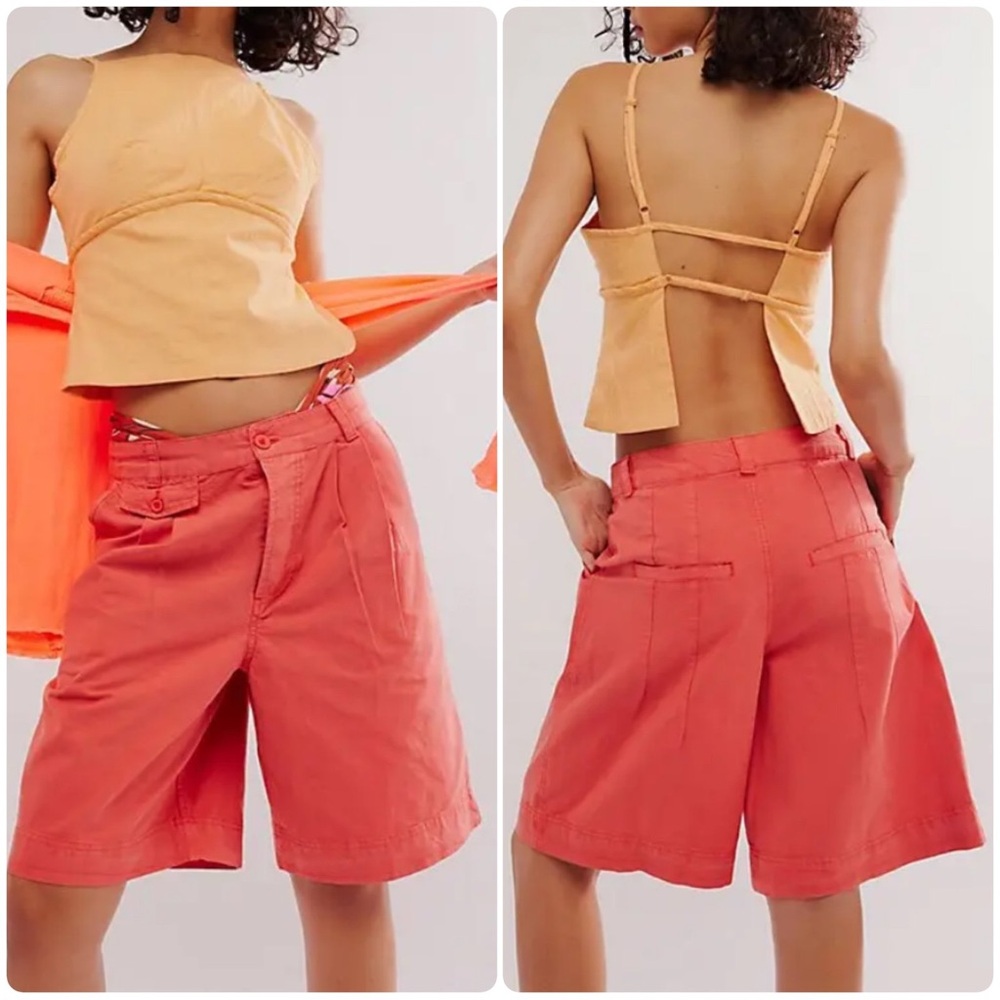 Free People High Street Cotton Bermuda Trouser Shorts Size 2 (runs big) NWOT